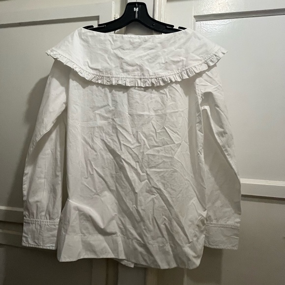 GANNI ruffle collar poplin button up NWOT size 34/ US 2 - Picture 4 of 16